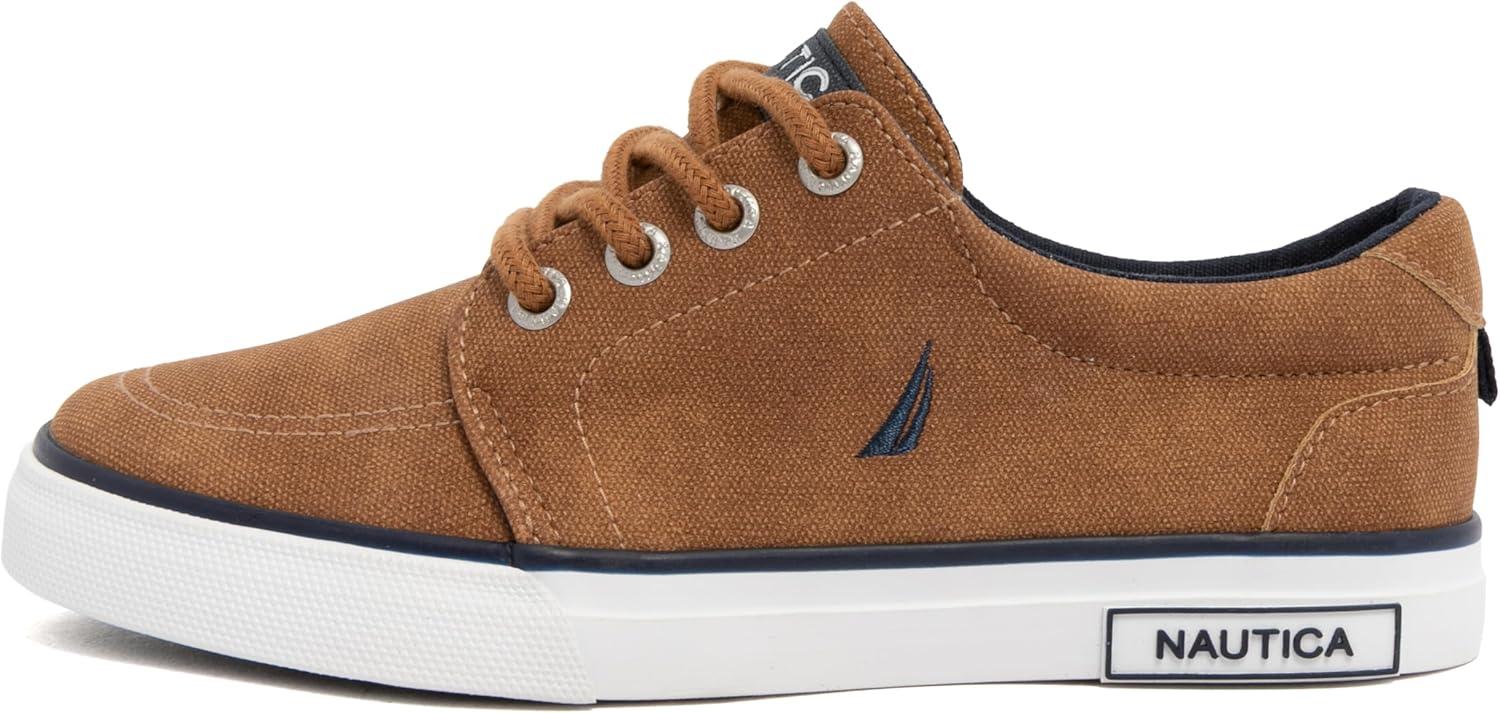 imageNautica Kids Boys LaceUp Fashion Sneakers LowTop Dress Shoes for Youth Big KidLittle KidCognac Berrian
