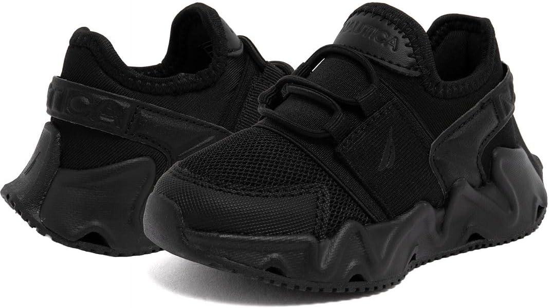 imageNautica Kids Boys and Girls Athletic SlipOn Sneakers Lightweight Bungee Running Shoes for Toddler Little Kid and Big KidBlack Monomikyle