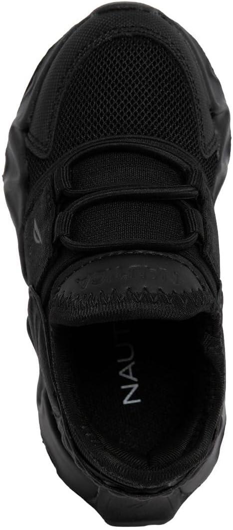 imageNautica Kids Boys and Girls Athletic SlipOn Sneakers Lightweight Bungee Running Shoes for Toddler Little Kid and Big KidBlack Monomikyle