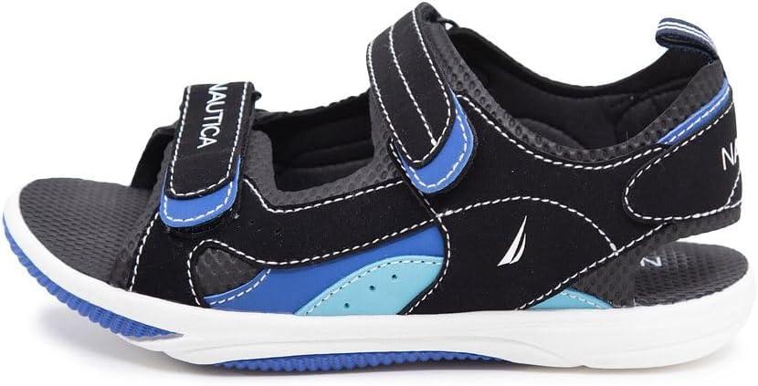 imageNautica Toddler Boys Sport Sandals Lightweight Athletic OpenToe Summer Shoes with Dual Adjustable Hook and Loop Straps for Outdoor Play Beach and WaterBlack Blue Tealhelm