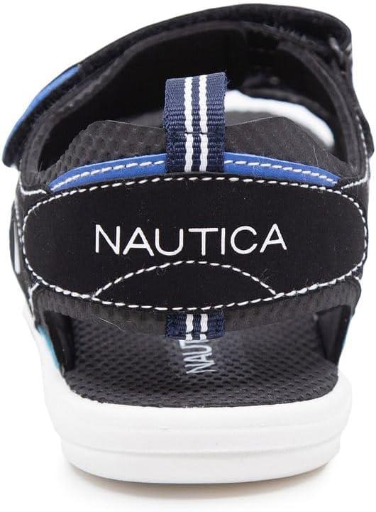 imageNautica Toddler Boys Sport Sandals Lightweight Athletic OpenToe Summer Shoes with Dual Adjustable Hook and Loop Straps for Outdoor Play Beach and WaterBlack Blue Tealhelm