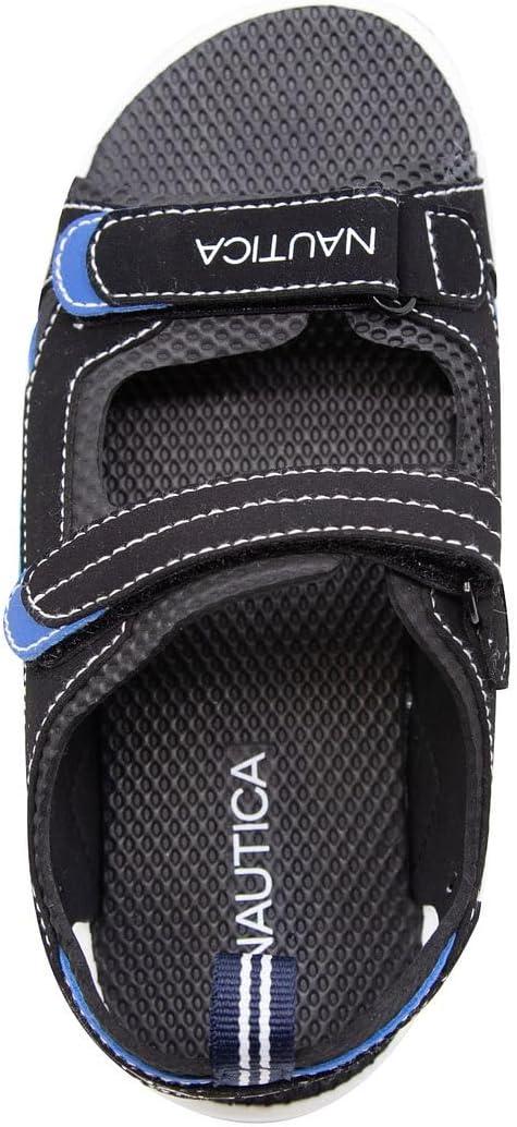 imageNautica Toddler Boys Sport Sandals Lightweight Athletic OpenToe Summer Shoes with Dual Adjustable Hook and Loop Straps for Outdoor Play Beach and WaterBlack Blue Tealhelm