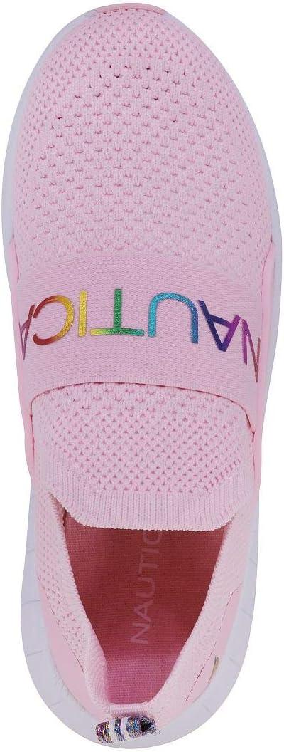 imageNautica Youth Girls SlipOn Athletic Sneakers Stylish Running and Tennis Shoes for Little and Big KidsPink Rainbow Metallic