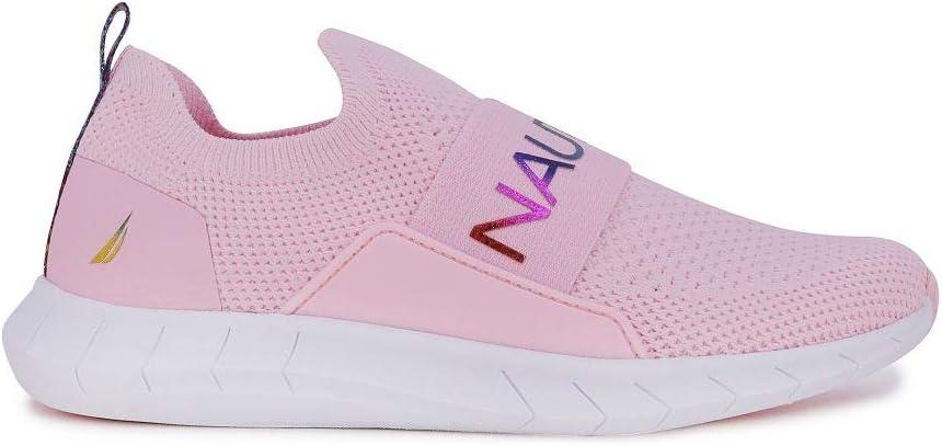 imageNautica Youth Girls SlipOn Athletic Sneakers Stylish Running and Tennis Shoes for Little and Big KidsPink Rainbow Metallic