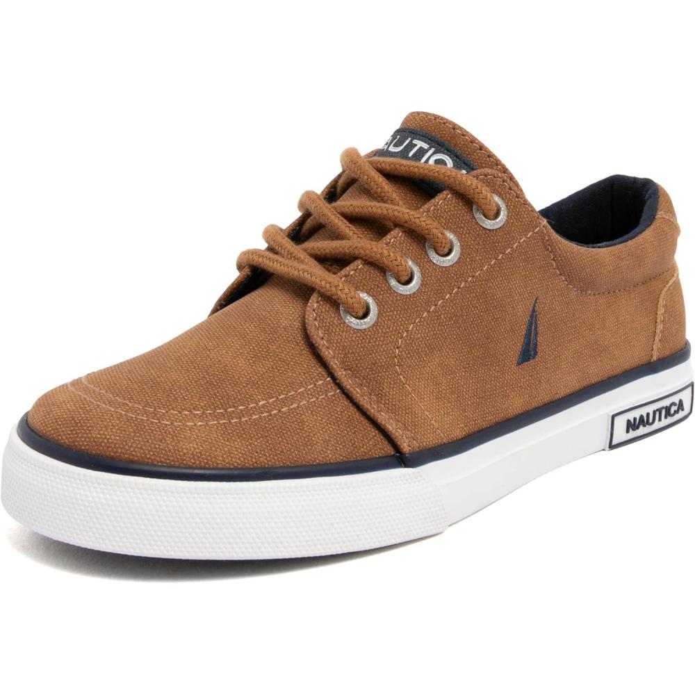 imageNautica Kids Boys LaceUp Fashion Sneakers LowTop Dress Shoes for Youth Big KidLittle KidCognac Berrian