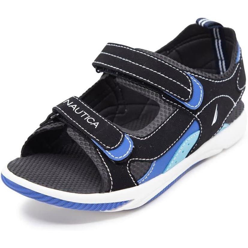 imageNautica Toddler Boys Sport Sandals Lightweight Athletic OpenToe Summer Shoes with Dual Adjustable Hook and Loop Straps for Outdoor Play Beach and WaterBlack Blue Tealhelm