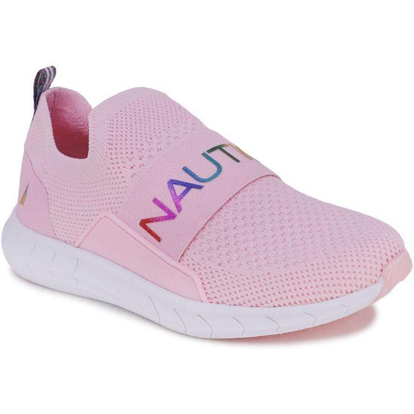 imageNautica Youth Girls SlipOn Athletic Sneakers Stylish Running and Tennis Shoes for Little and Big KidsPink Rainbow Metallic