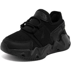 Nautica Kids Boys and Girls Athletic Slip-On Sneakers, Lightweight Bungee Running Shoes for Toddler, Little Kid, and Big Kid(Black Mono-mikyle)