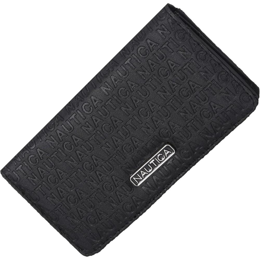 imageNautica Seaside Slim Womens Wallet RFID Blocking Credit Card Holder Coin Purse Checkbook Organizer Clutch Small Vegan Leather Wallet for Travel Black LogoBlack Logo
