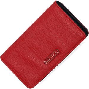 Nautica Seaside Slim Womens Wallet RFID Blocking Credit Card Holder, Coin Purse, Checkbook Organizer Clutch, Small Vegan Leather Wallet for Travel, Black (Logo)(Red (Logo))