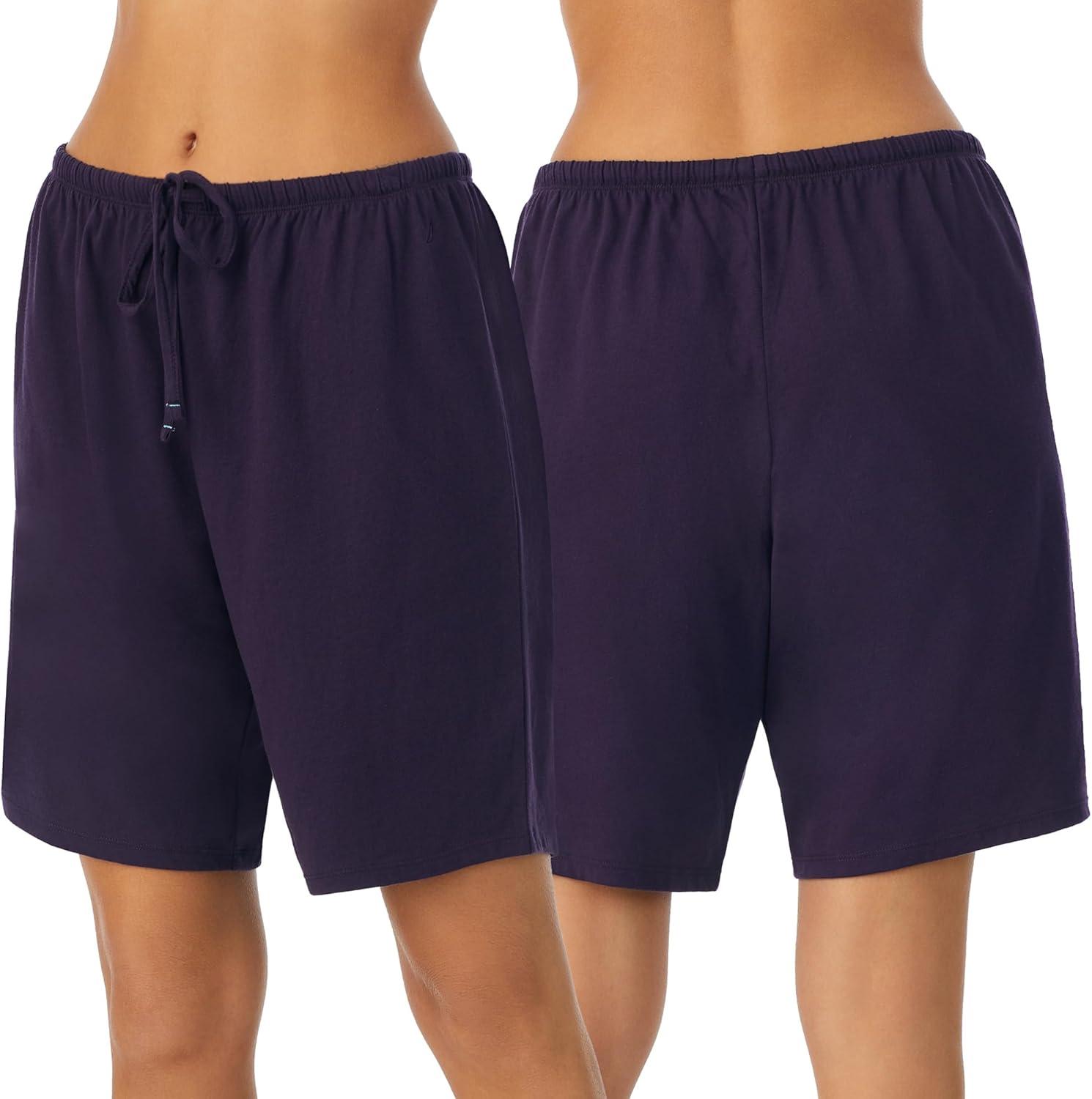 imageNautica Womens Sleep Bermuda Shorts Lightweight Breathable Pajama Bottoms Cotton Knit Jersey Sleepwear and Loungewear2 Pack PurpleBlack