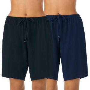 Nautica Womens Sleep Bermuda Shorts – Lightweight, Breathable Pajama Bottoms – Cotton Knit Jersey Sleepwear and Loungewear(2 Pack Navy/Black)