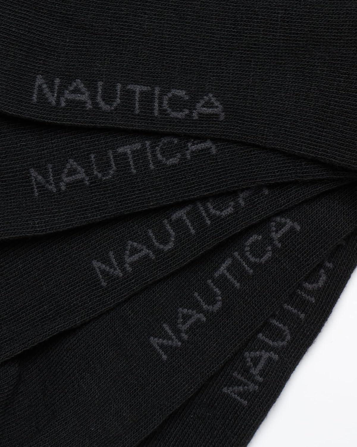 imageNautica Mens Dress Socks 10 Pack Breathable Stretch Crew Socks for Men for Work Business and Formal Wear Sizes 6125All Black