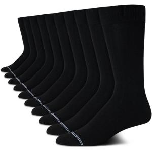 Nautica Mens Dress Socks – 10 Pack Breathable Stretch Crew Socks for Men for Work Business and Formal Wear (Sizes: 6-12.5)(All Black)