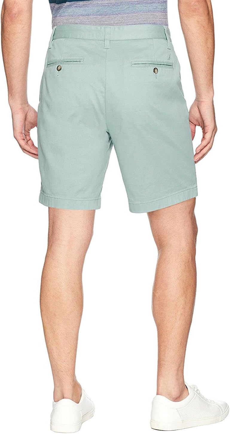 imageNautica Mens Classic Fit Flat Front Stretch Solid Chino Deck ShortJade Frost