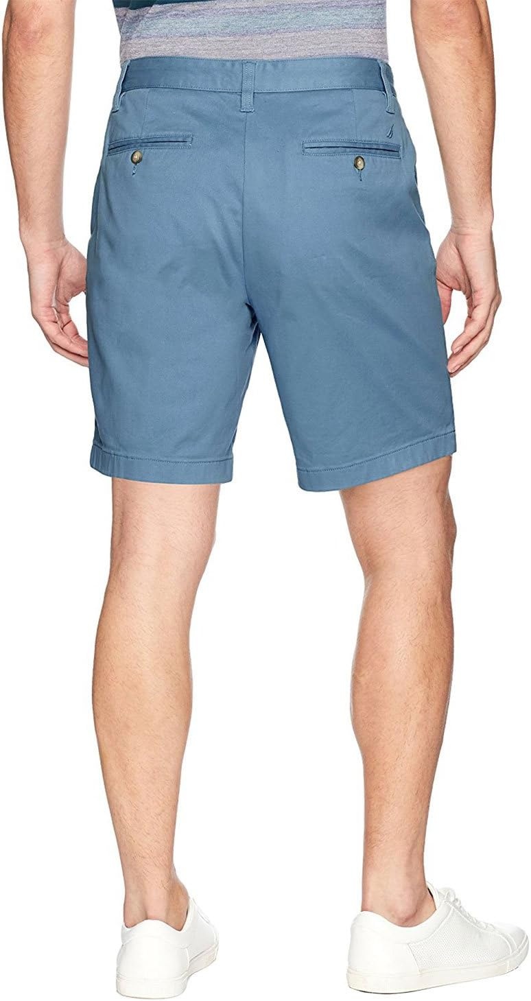 imageNautica Mens Classic Fit Flat Front Stretch Solid Chino Deck ShortTide Blue