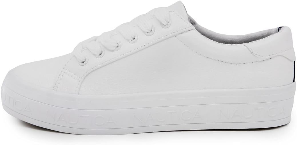 imageNautica Platform Sneakers for Womens Fashion Trendy Shoes White Casual Sneaker Thick Sole Everyday Walking ShoesAelisa X White
