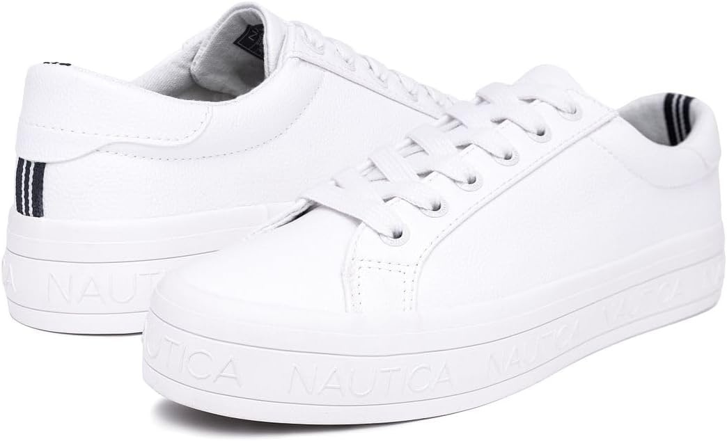 imageNautica Platform Sneakers for Womens Fashion Trendy Shoes White Casual Sneaker Thick Sole Everyday Walking ShoesAelisa X White