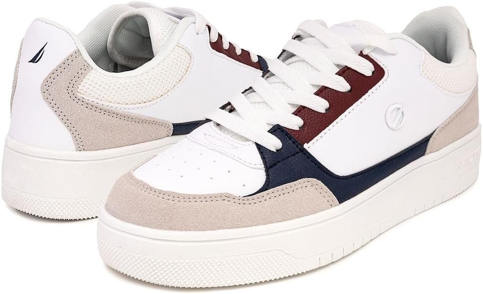 imageNautica Platform Sneakers for Womens Fashion Trendy Shoes White Casual Sneaker Thick Sole Everyday Walking ShoesRed White Bluenachez