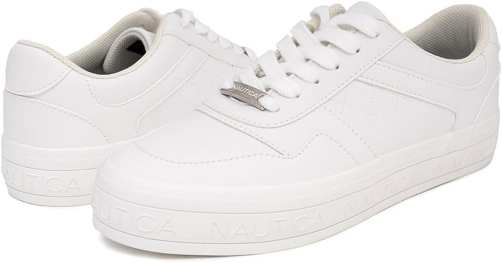 imageNautica Platform Sneakers for Womens Fashion Trendy Shoes White Casual Sneaker Thick Sole Everyday Walking ShoesWhite