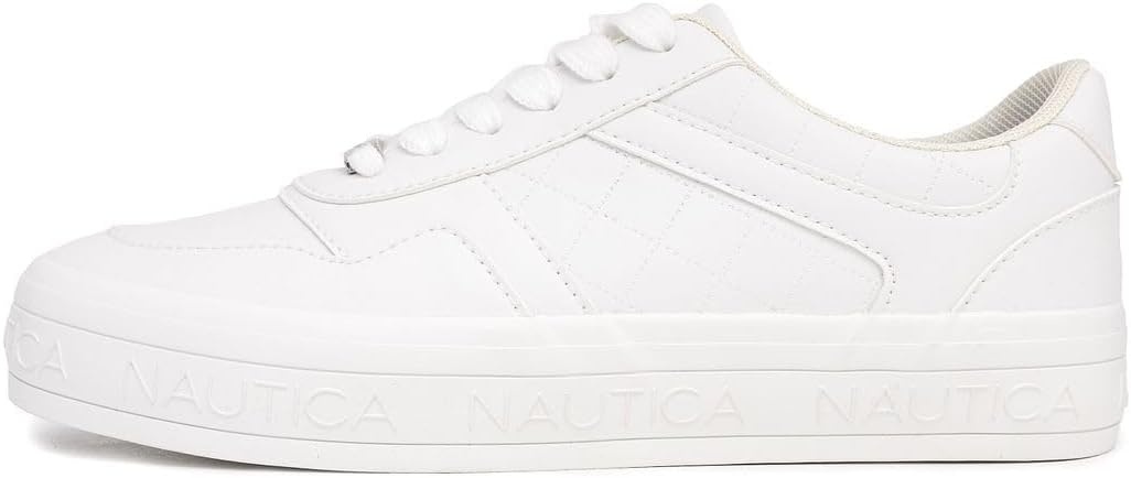 imageNautica Platform Sneakers for Womens Fashion Trendy Shoes White Casual Sneaker Thick Sole Everyday Walking ShoesWhite