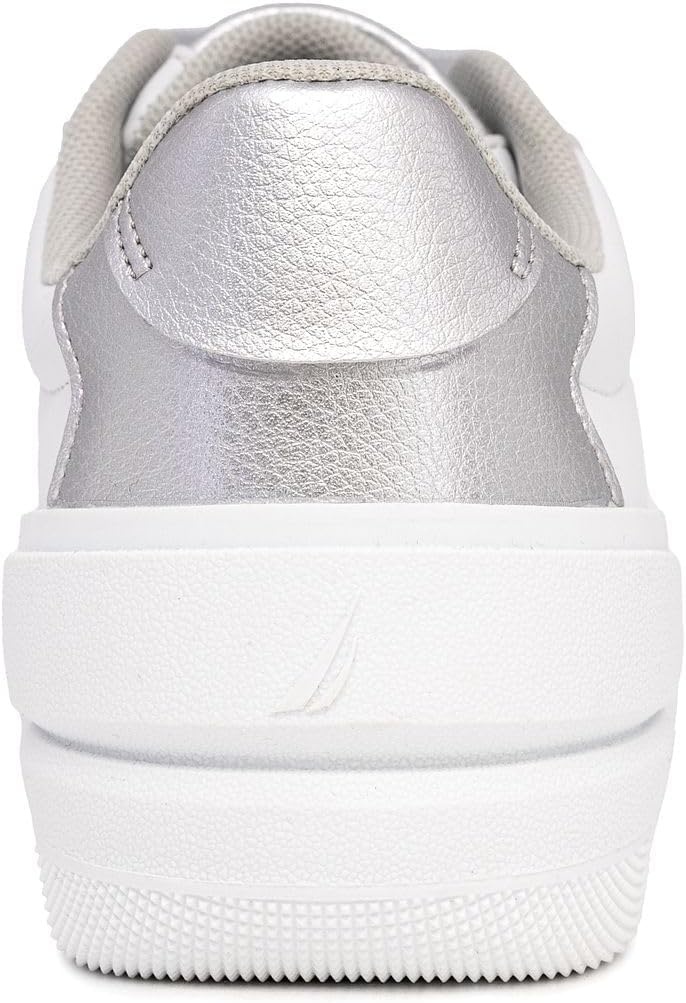 imageNautica Platform Sneakers for Womens Fashion Trendy Shoes White Casual Sneaker Thick Sole Everyday Walking ShoesWhite Silversendera