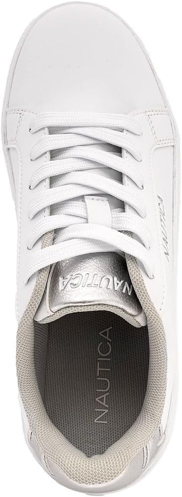 imageNautica Platform Sneakers for Womens Fashion Trendy Shoes White Casual Sneaker Thick Sole Everyday Walking ShoesWhite Silversendera