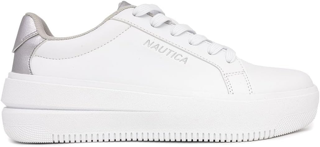 imageNautica Platform Sneakers for Womens Fashion Trendy Shoes White Casual Sneaker Thick Sole Everyday Walking ShoesWhite Silversendera