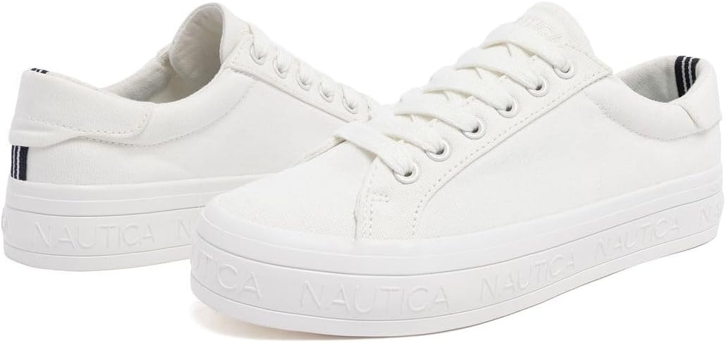 imageNautica Platform Sneakers for Womens Fashion Trendy Shoes White Casual Sneaker Thick Sole Everyday Walking ShoesWhite Sky