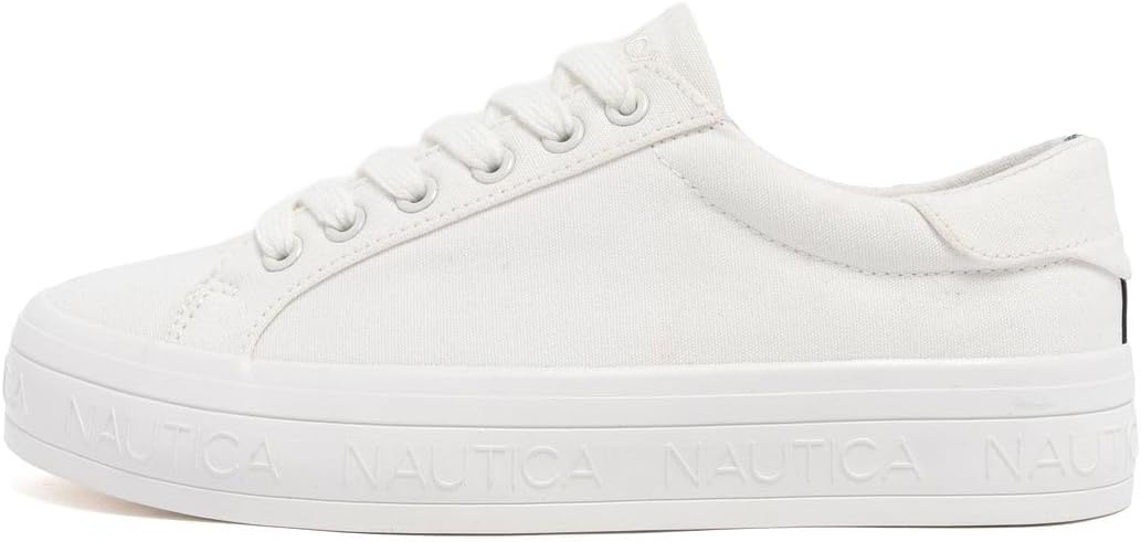imageNautica Platform Sneakers for Womens Fashion Trendy Shoes White Casual Sneaker Thick Sole Everyday Walking ShoesWhite Sky