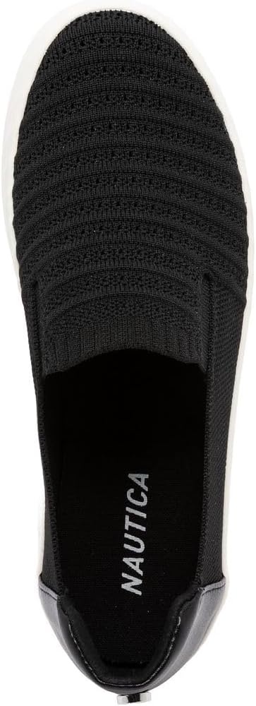 imageNautica Womens Knit SlipOn Shoes Casual Lightweight Comfort Sneakers with Cushioned Insole and Flexible OutsoleBlack Knit