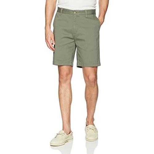 imageNautica Mens Classic Fit Flat Front Stretch Solid Chino Deck ShortHillside Olive