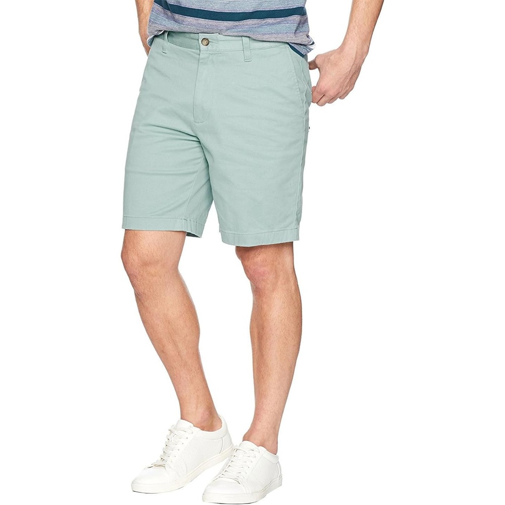 imageNautica Mens Classic Fit Flat Front Stretch Solid Chino Deck ShortJade Frost