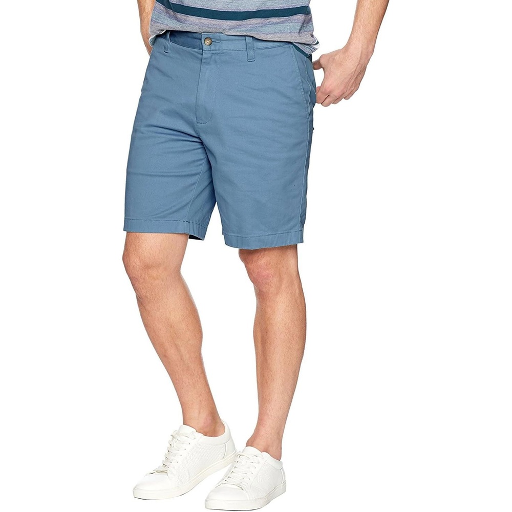 imageNautica Mens Classic Fit Flat Front Stretch Solid Chino Deck ShortTide Blue