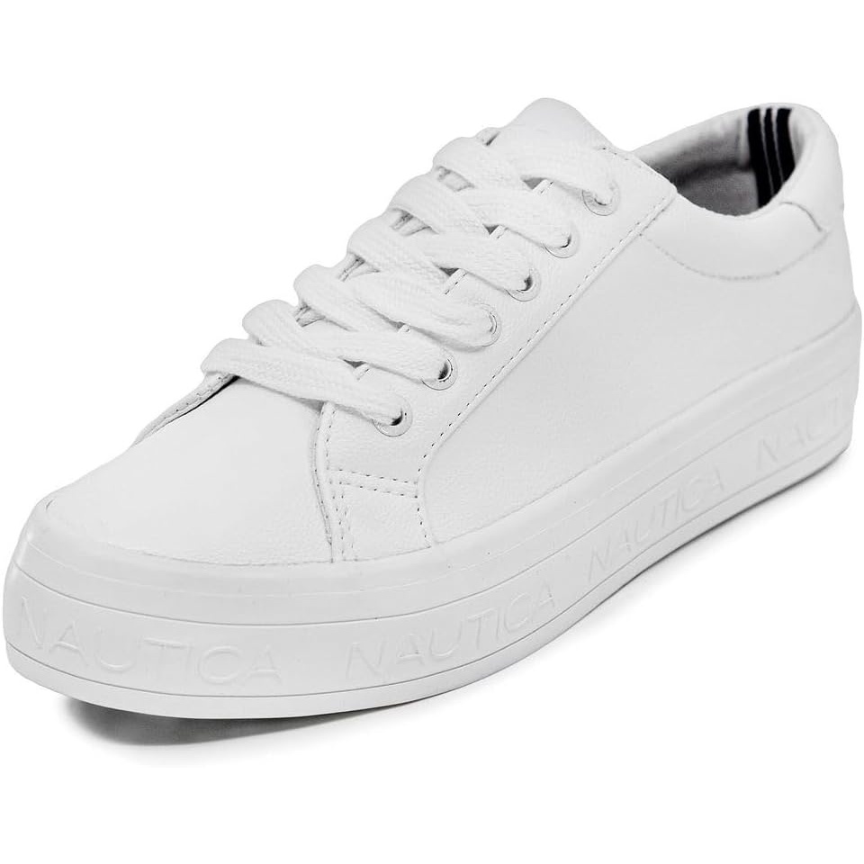 imageNautica Platform Sneakers for Womens Fashion Trendy Shoes White Casual Sneaker Thick Sole Everyday Walking ShoesAelisa X White
