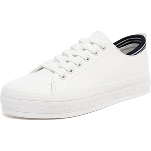 Nautica Platform Sneakers for Womens Fashion Trendy Shoes White Casual Sneaker Thick Sole Everyday Walking Shoes(White Navy-araneta)