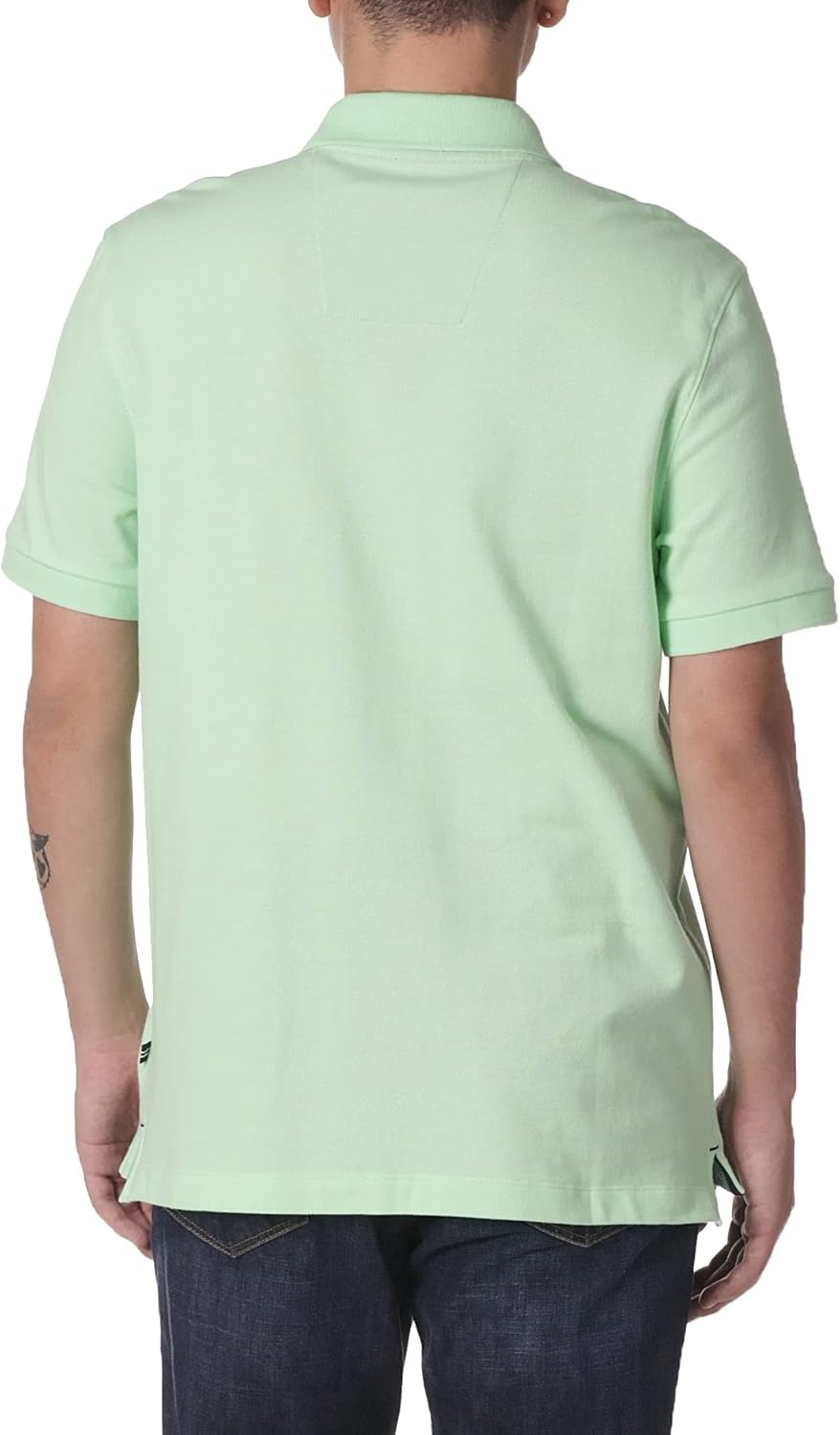 imageNautica Mens Short Sleeve Solid Cotton Pique Polo ShirtAsh Green Solid