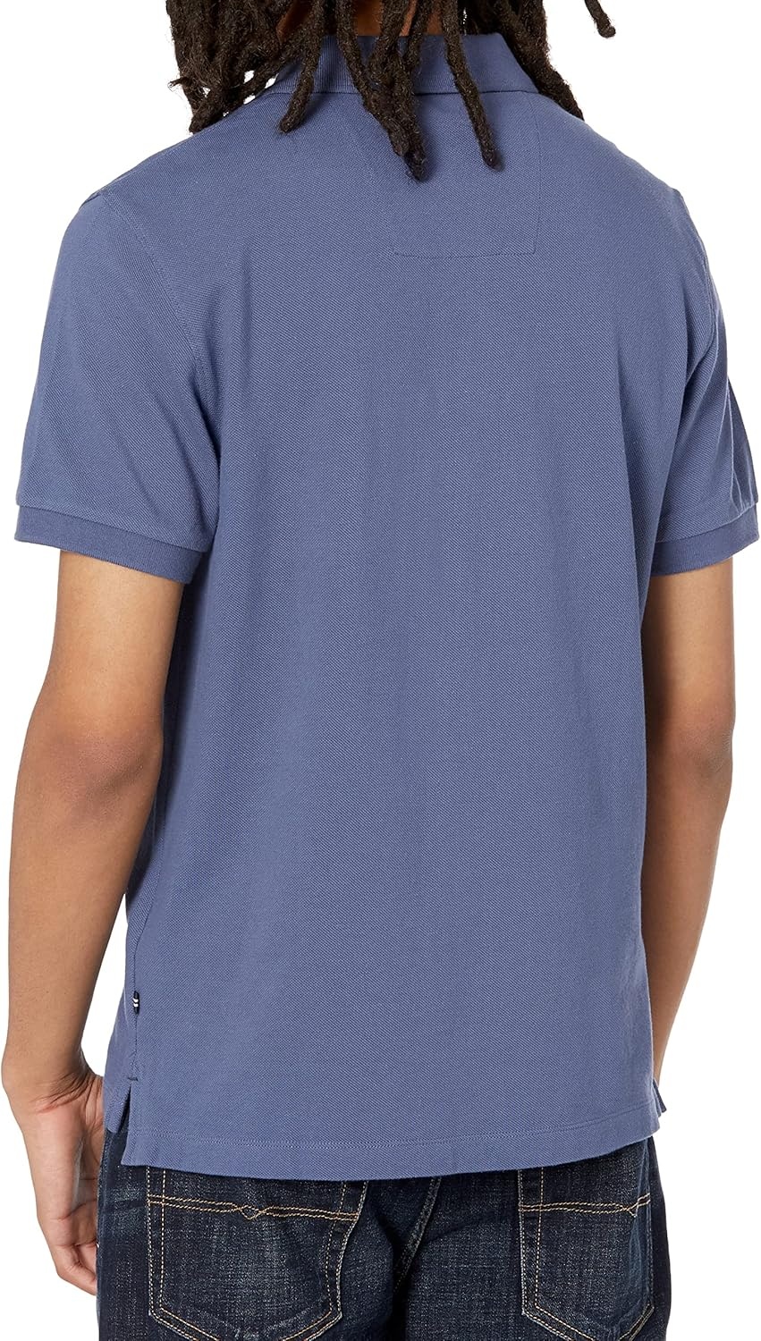 imageNautica Mens Short Sleeve Solid Cotton Pique Polo ShirtBlue Indigo Solid