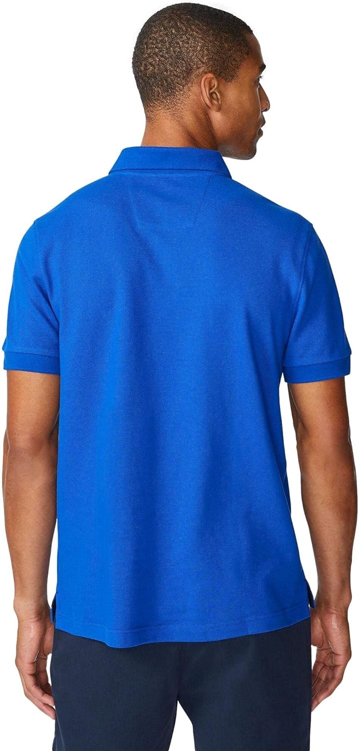 imageNautica Mens Short Sleeve Solid Cotton Pique Polo ShirtBright Cobalt