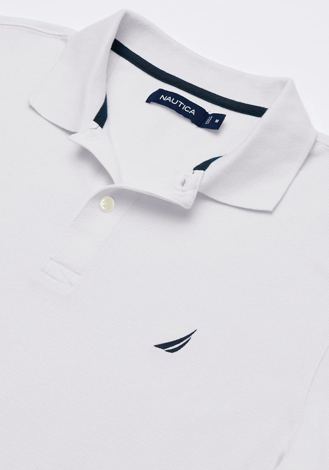 imageNautica Mens Short Sleeve Solid Cotton Pique Polo ShirtBright White Solid