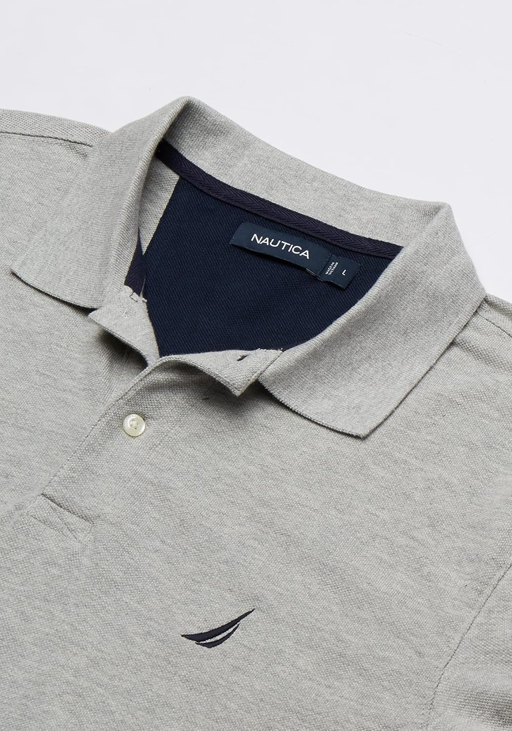 imageNautica Mens Short Sleeve Solid Cotton Pique Polo ShirtGrey Heather