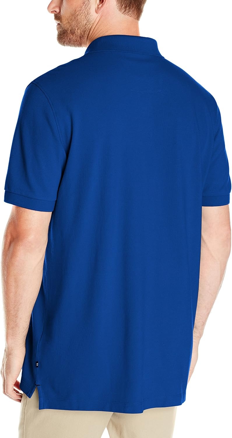 imageNautica Mens Short Sleeve Solid Cotton Pique Polo ShirtMonaco Blue Solid