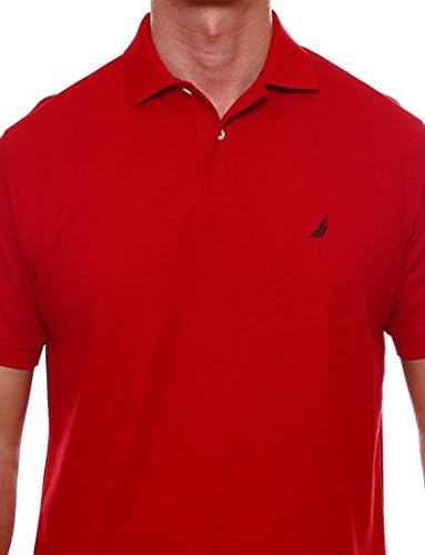 imageNautica Mens Short Sleeve Solid Cotton Pique Polo ShirtNautica Red