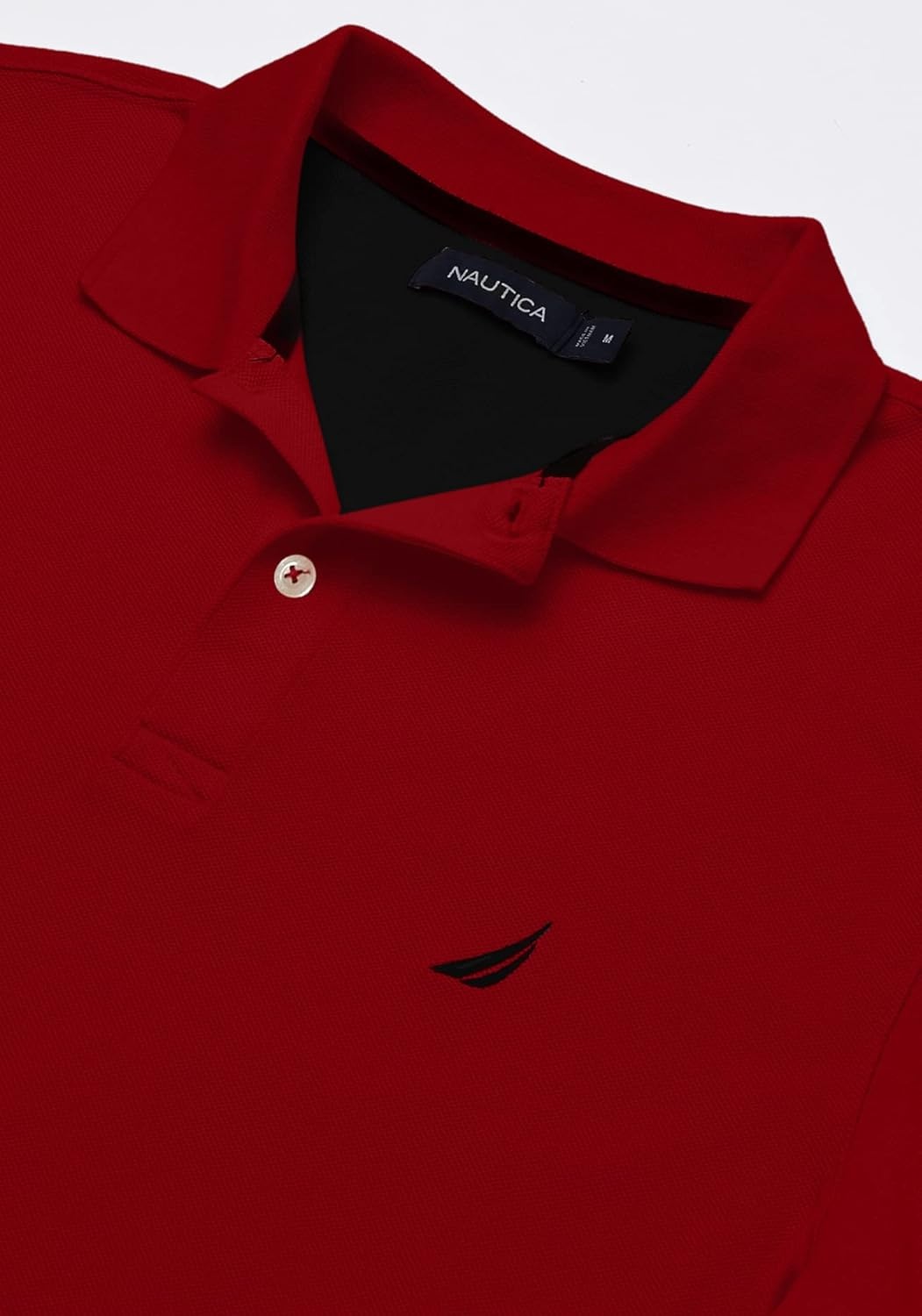 imageNautica Mens Short Sleeve Solid Cotton Pique Polo ShirtNautica Red Solid