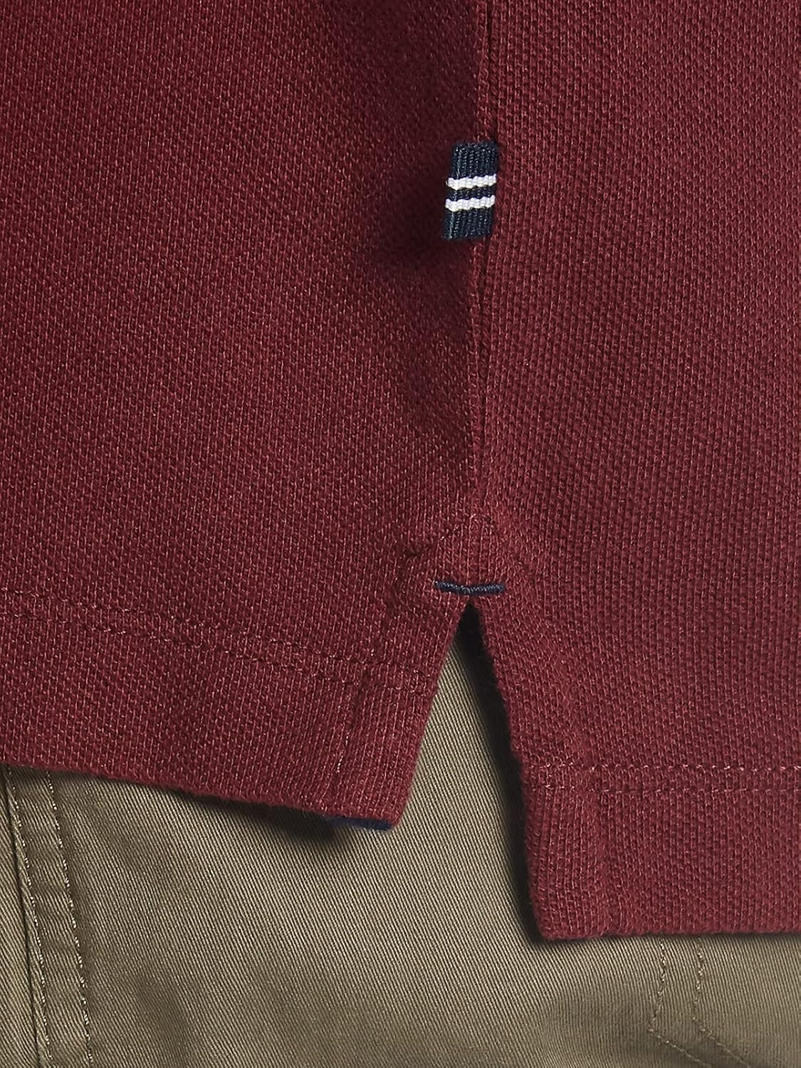 imageNautica Mens Short Sleeve Solid Cotton Pique Polo ShirtRoyal Burgundy Solid