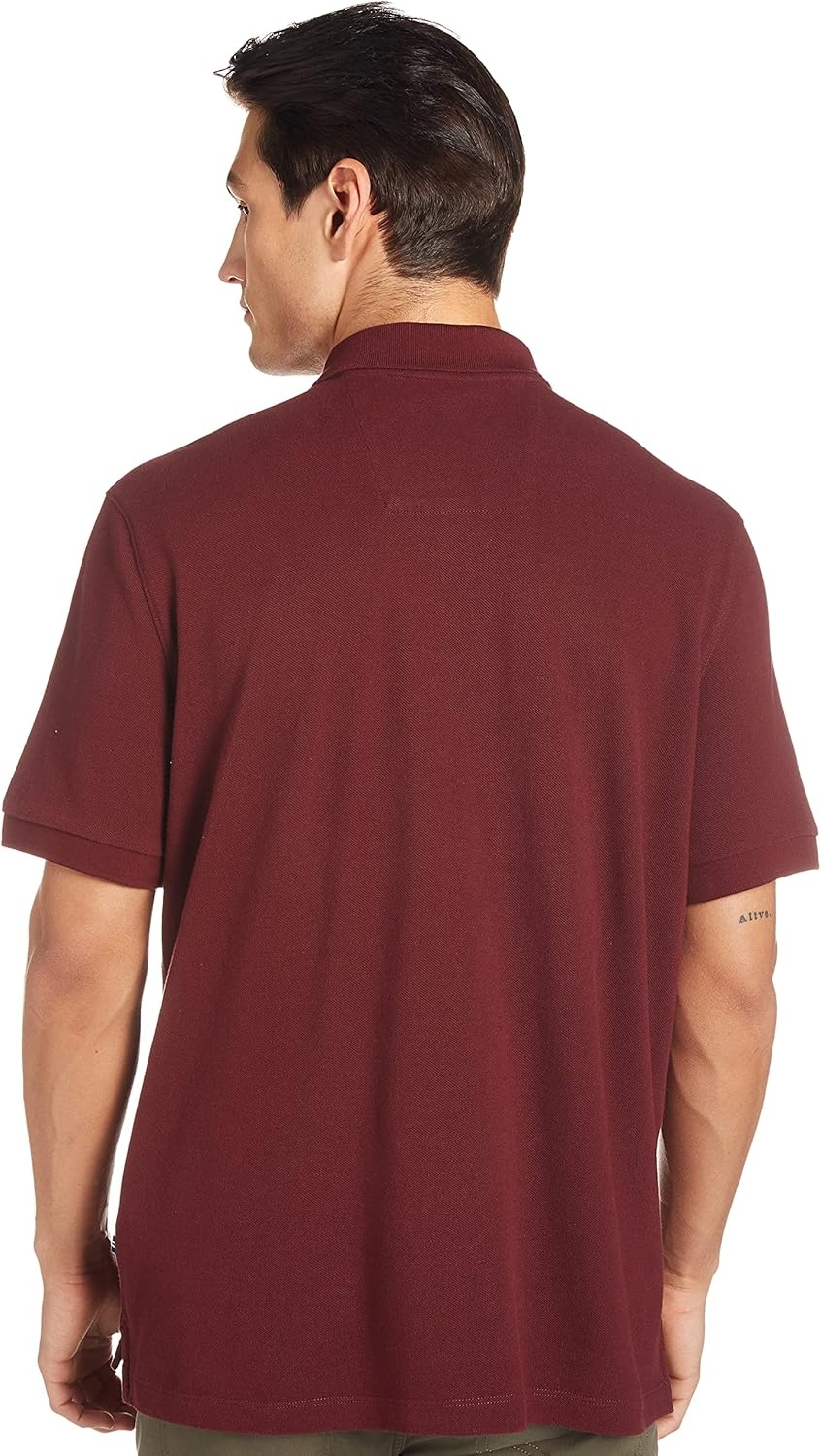 imageNautica Mens Short Sleeve Solid Cotton Pique Polo ShirtRoyal Burgundy Solid