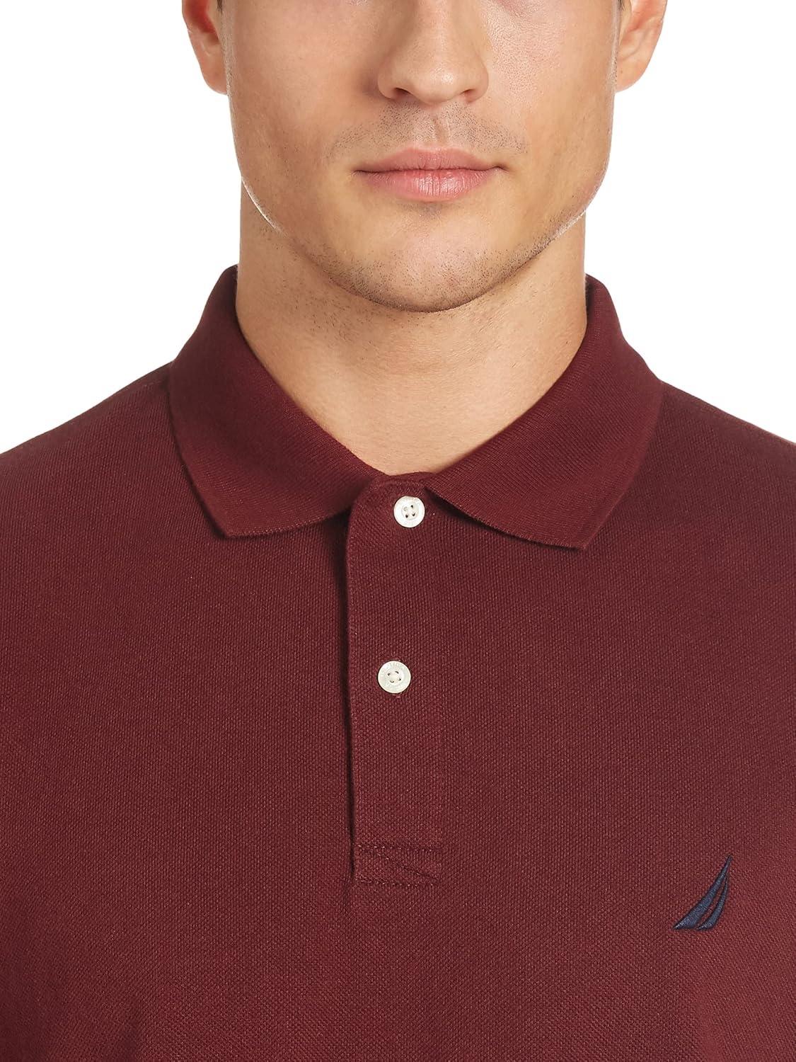 imageNautica Mens Short Sleeve Solid Cotton Pique Polo ShirtRoyal Burgundy Solid
