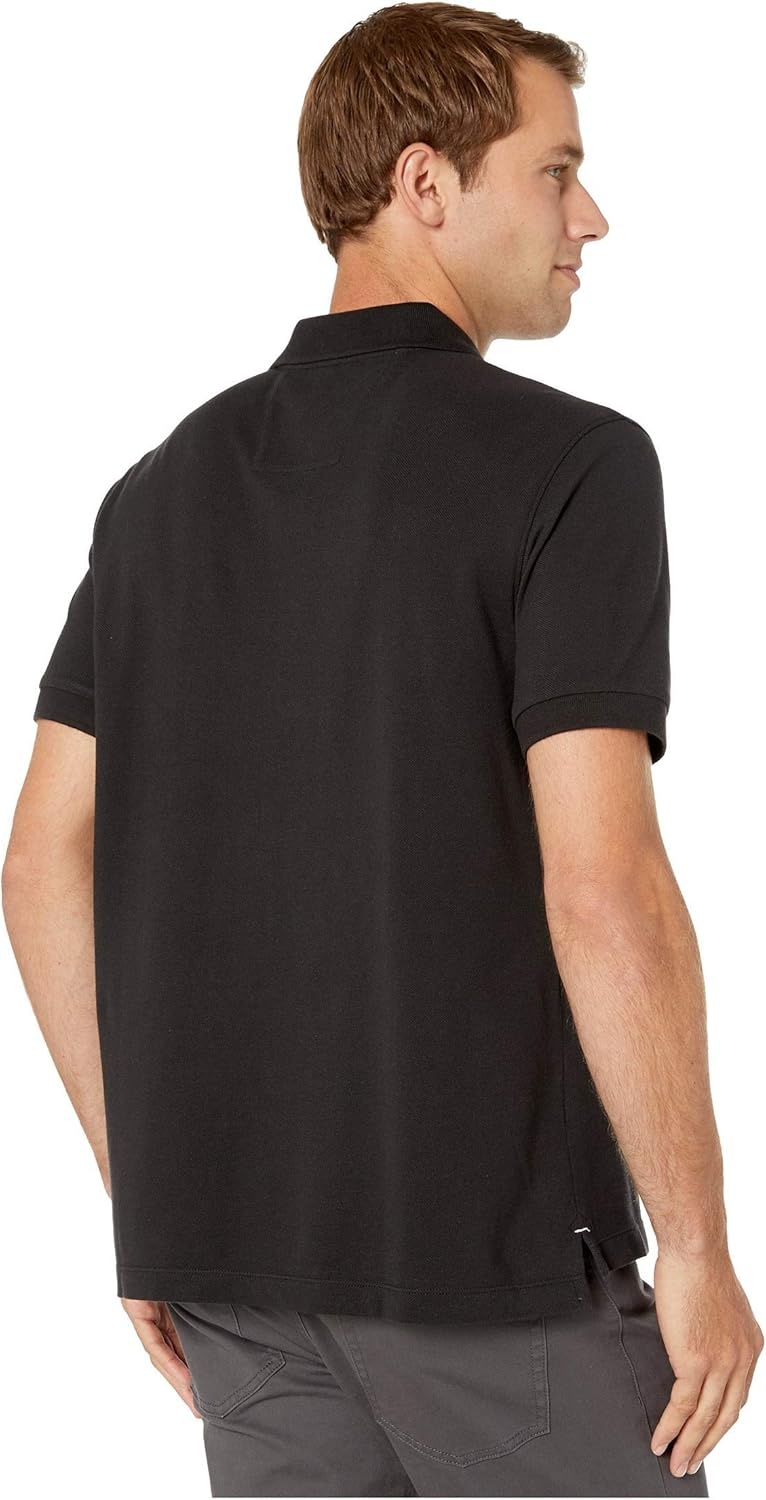 imageNautica Mens Short Sleeve Solid Cotton Pique Polo ShirtTrue Black