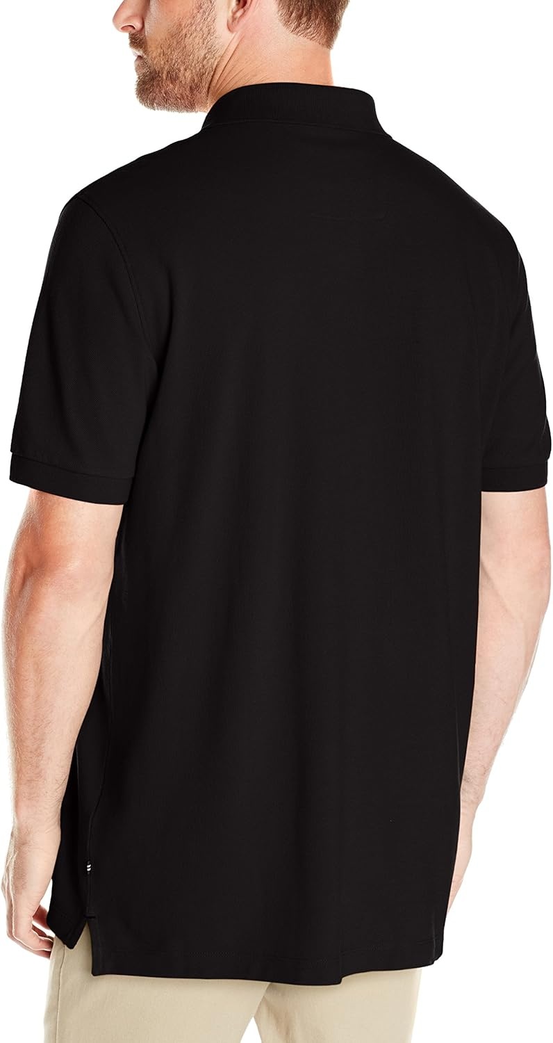 imageNautica Mens Short Sleeve Solid Cotton Pique Polo ShirtTrue Black Solid