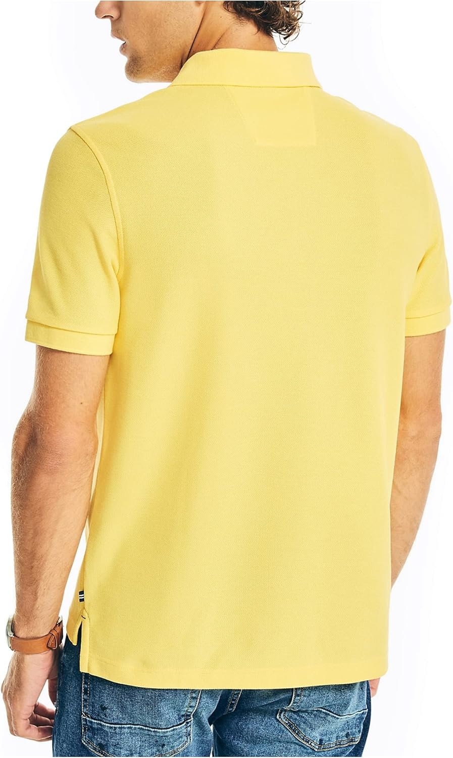 imageNautica Mens Sustainably Crafted Classic Fit Deck PoloAspen Gold